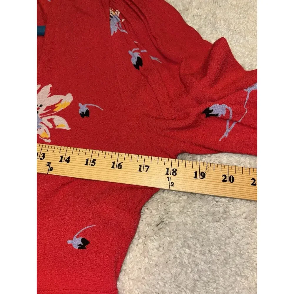 Free People Medium Time on My Side Red Floral Wrap Dress